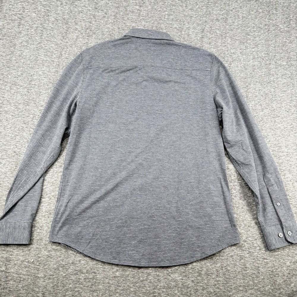 Rhone Commuter Large Shirt Slim Fit Italian Fabric Marine Gray Houndstooth NWT - Picture 7 of 9
